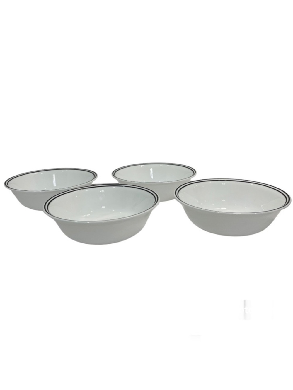 Corelle City Block Cereal Bowls 6.25” White Black Vitrelle Made in USA Set of 4